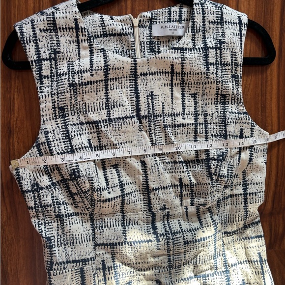 M.M. Lafleur The Shirley Jacquard Off White & Navy Geo Print Sheath Dress Sz. 8 - Picture 5 of 6